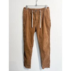 Vuori Optimist Corduroy Pants Mens Size Small Tan Brown Drawstring Elastic